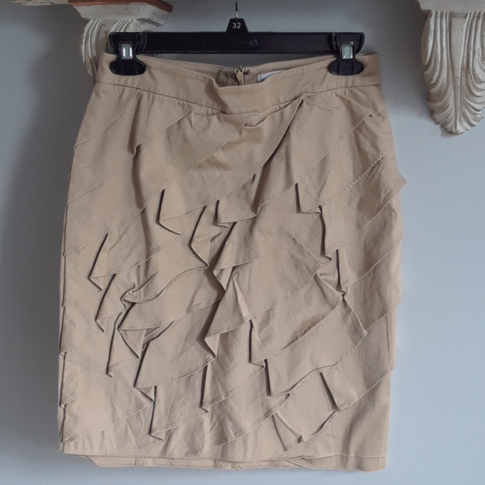 New York company, tan ruffled skirt, size 2